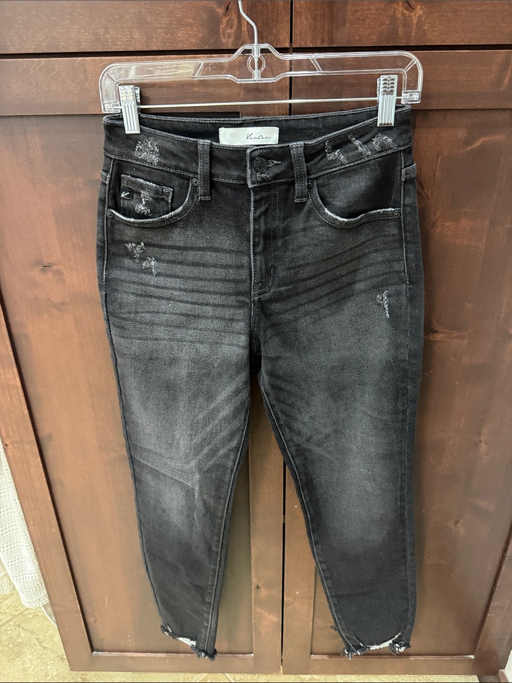KanCan Washed Black Skinny Jeans with Subtle Distress